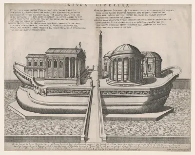 Temples on the Isle of Tiber, from "Speculum Romanae Magnificentiae"