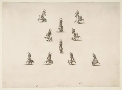 Ten Cavaliers Including Five Forming a V