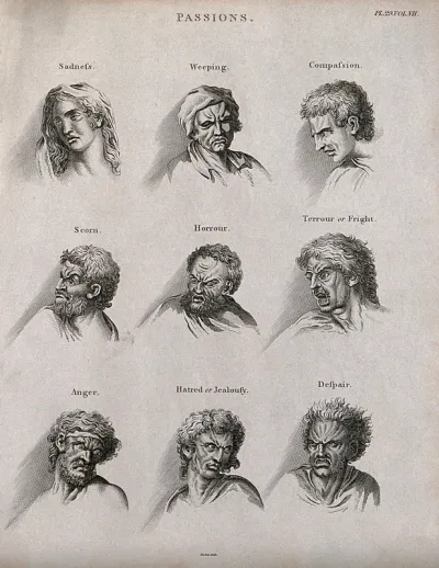 Ten faces expressing the human passions