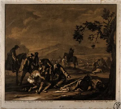 Tending the sick and wounded after a battle