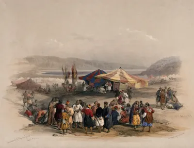 Tent of Achmet Aga, the governer of Jerusalem, with pilgrims at Jericho for Easter