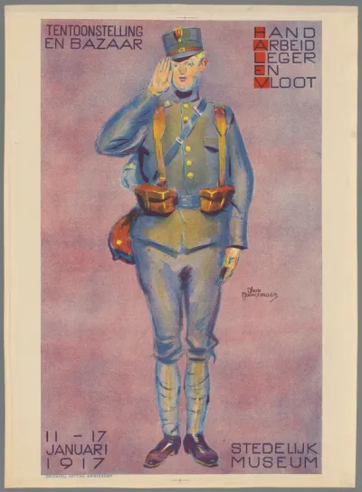 Tentoonstelling en Bazaar. Hand Arbeid Leger En Vloot. 11 - 17 Januari 1917. Stedelijk Museum