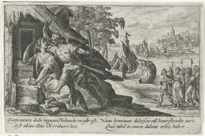 Tereus snijdt de tong van Philomela af