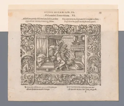 Tereus snijdt de tong van Philomela af
