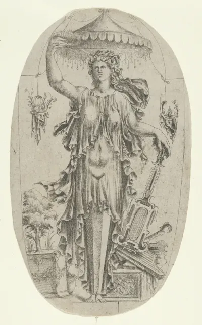 Term in the Form of a Woman with Musical Instrument
