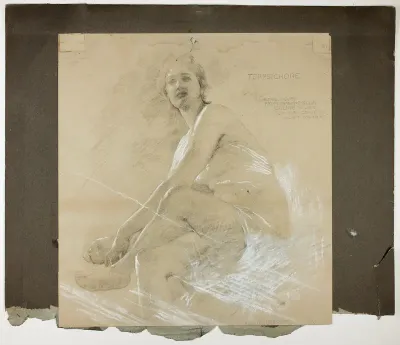 Terpsichore (recto), and Dancing Female Figure (verso), Mural Studies for Drawing Room Ceiling, Residence of Collis P. Huntington, now Yale University Art Gallery