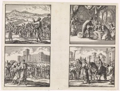 Terugkeer uit de Babylonische ballingschap / Nieuwe tempel te Jeruzalem / Esther voor Ahasveros / Triomf van Mordechai