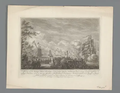 Terugkeer van Willem V van Oranje-Nassau en Wilhelmina van Pruisen uit Zaandam, 1768