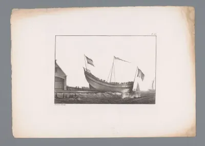 Tewaterlating van een koopvaardijschip