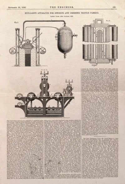 Textiles: three patent diagrams of apparatus for treating fabric
