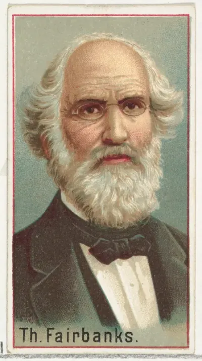 Thaddeus Fairbanks, printer's sample for the World's Inventors souvenir album (A25) for Allen & Ginter Cigarettes