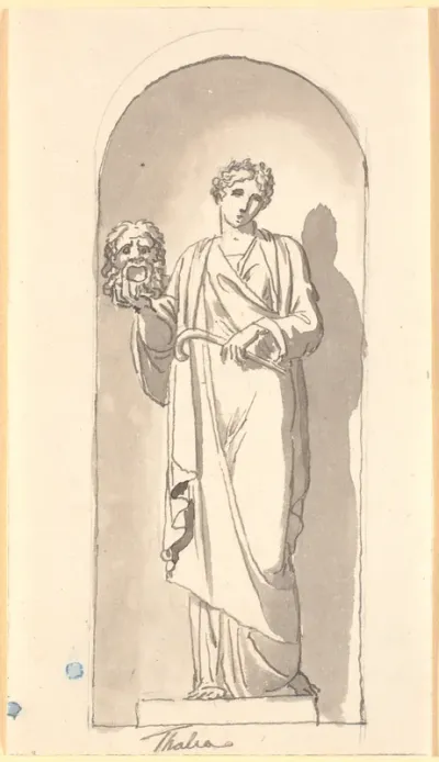 Thalia som statue i en niche