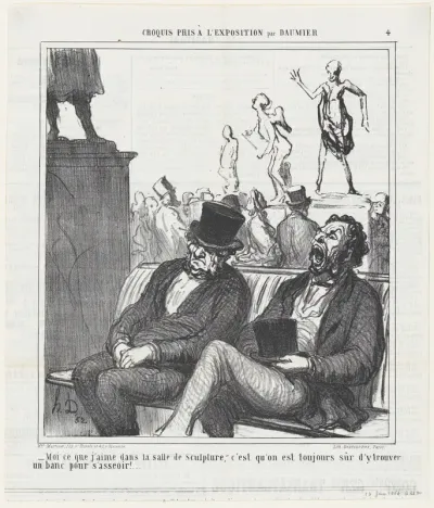 That's what I like about the sculpture room...., from 'Exhibition sketches,' published in Le Charivari, June 13, 1864