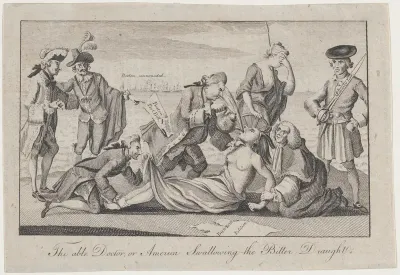 The Able Doctor, or America Swallowing the Bitter Draught, from The London Magazine