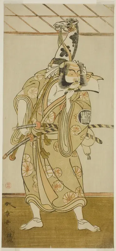 The Actor Arashi Sangoro II as Asahina Saburo in the Play Iro Maki-e Soga no Sakazuki, Performed at the Morita Theater in the First Month, 1773