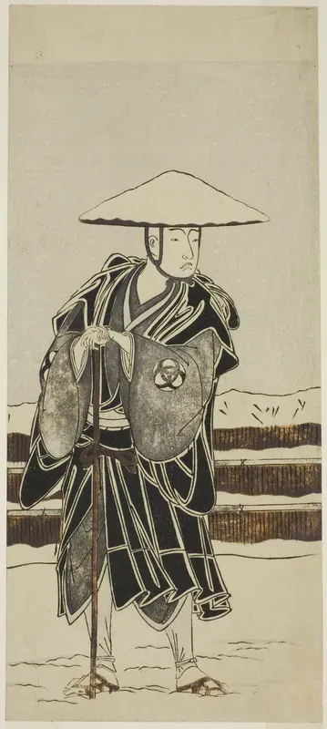 The Actor Bando Mitsugoro I as Abbot Saimyo-ji Tokiyori, Disguised as a Monk, in the Joruri "Onna Hachi no Ki" (A Female Version of "The Potted Trees") from Part Two of the Play Onna Aruji Hatsuyuki no Sekai (A Woman as Master: The World of the First