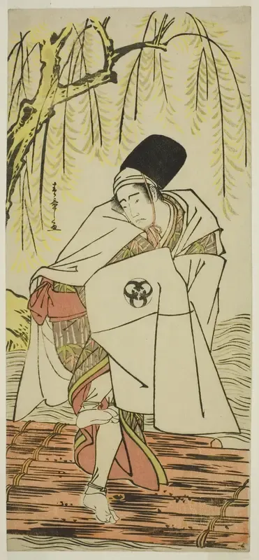 The Actor Bando Mitsugoro I as the Shinto Priest Goinosuke Disguised as the Spirit of a White Heron, in the Play Sakikaese Yuki no Miyoshino, Performed at the Morita Theater in the Eleventh Month, 1781