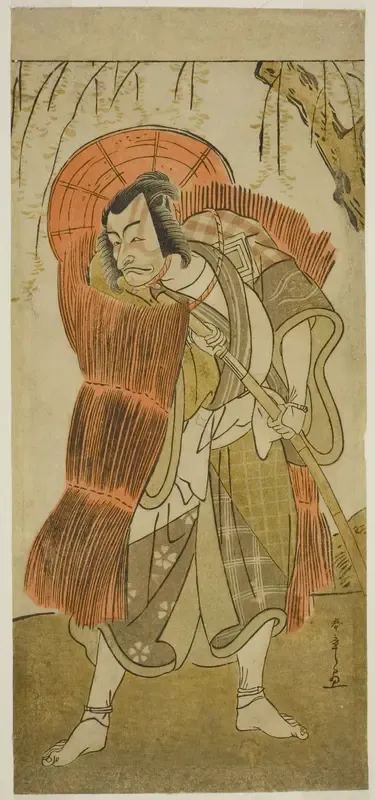 The Actor Ichikawa Danjuro V as Akushichibyoe Kagekiyo Disguised as a Beggar, in the Play Tsukisenu Haru Hagoromo Soga, Performed at the Ichimura Theater in the Third Month, 1777
