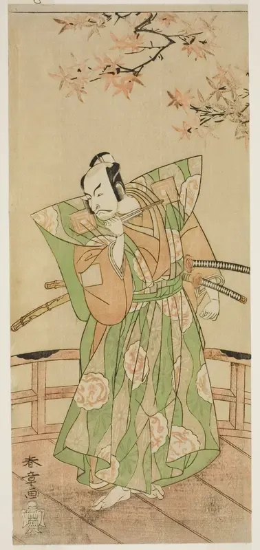 The Actor Ichikawa Danjuro V as Momonoi Wakasanosuke Yasuchika (?) in the Play Kanadehon Chushingura (?), Performed at the Nakamura Theater (?) in the Fifth Month, 1771 (?)