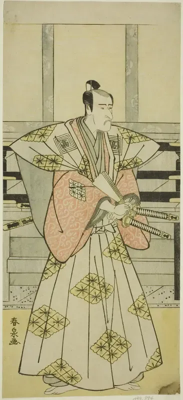 The Actor Ichikawa Komazo III as Fuji Sakon (?) in the Play Egara Tenjin Risho Kagami (?), Performed at the Nakamura Theater (?) in the Third Month, 1789 (?)