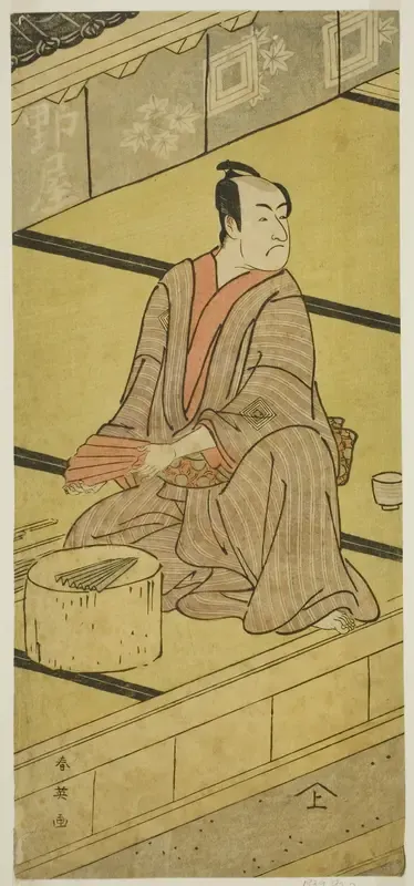 The Actor Ichikawa Monnosuke II as Daidoji Tabatanosuke in the Play Mukashi Mukashi Tejiro no Saru, Performed at the Ichimura Theater in the Eighth Month, 1792