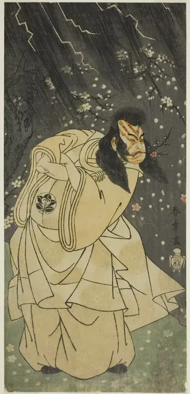 The Actor Ichimura Uzaemon IX as Kan Shojo in the Play Sugawara Denju Tenarai Kagami, Performed at the Ichimura Theater in the Eighth Month, 1768