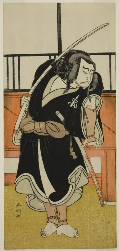 The Actor Nakamura Nakazo I as Aso no Matsuwaka (?) in the Play Iro Moyo Aoyagi Soga (?), Performed at the Nakamura Theater (?) in the Second Month, 1775 (?)