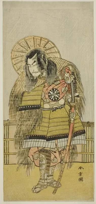 The Actor Nakamura Nakazo I as Takechi Jubei Mitsuhide in the Play Shusse Taiheiki, Performed at the Nakamura Theater in the Eighth Month, 1775