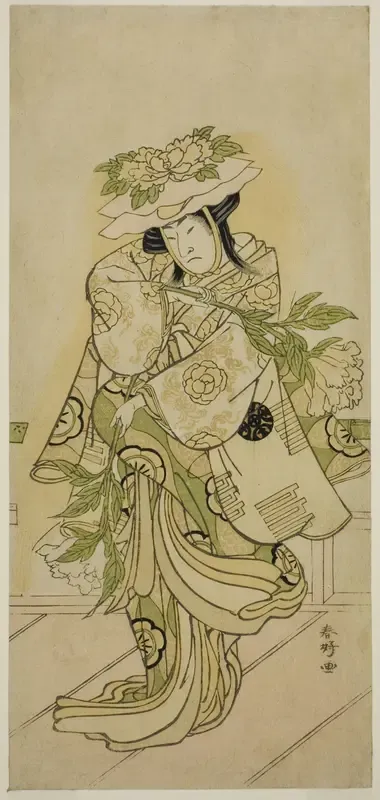 The Actor Nakamura Nakazo I in a Shak-kyo Dance in the Play Aioi Jishi, Performed at the Ichimura Theater in the Fourth Month, 1784