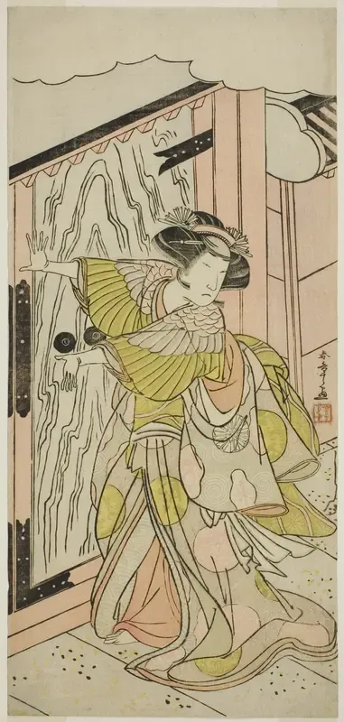 The Actor Nakamura Tomijuro I as Lady Hangaku (Hangaku Gozen) in the Play Wada-gassen Onna Maizuru, Performed at the Nakamura Theater in the Seventh Month, 1777