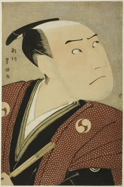The actor Sawamura Sojuro III as Oboshi Yuranosuke in the play "Edo no Hana Ako no Shiogama," performed at the Kiri Theater in the fourth month, 1796