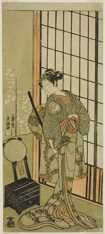 The Actor Segawa Kikunojo II as Princess Hitomaru (Hitormaru Hime) (?) in te Play Soga Moyo Aigo no Wakamatsu (?), Performed at the Nakamura Theater (?) in the First Month, 1769 (?)