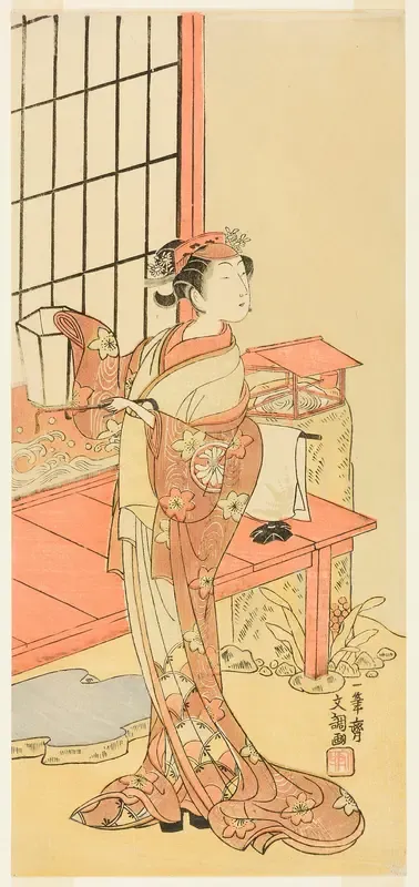 The Actor Segawa Kikunojo II, Possibly as Princess Ayaori in the Play Ima o Sakari Suehiro Genji (The Genji Clan Now at Its Zenith), Performed at the Nakamura Theater from the First Day of the Eleventh Month, 1768
