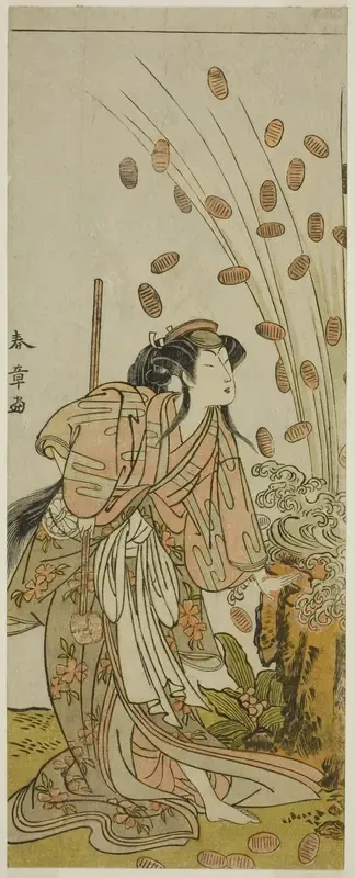 The Actor Segawa Kikunojo III as Hito-maru Disguised as the Courtesan Chiyozaki, in the Play Kuruwa no Hana Katsuragi no Kane, Performed at the Ichimura Theater in the third Month, 1775