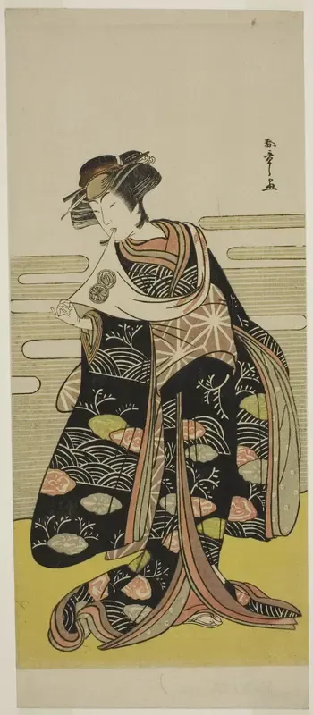 The Actor Segawa Kikunojo III as Onami Disguised as the Dragon Princess in the Play Saki Masuya Ume no Kachidoki, Performed at the Ichimura Theater in the Eleventh Month, 1778