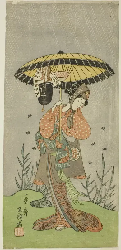 The Actor Yamashita Kinsaku II as Nijo no Kisaki (?) in the Play Natsu Matsuri Naniwa Kagami (?), Performed at the Morita Theater (?) in the Seventh Month, 1770 (?)