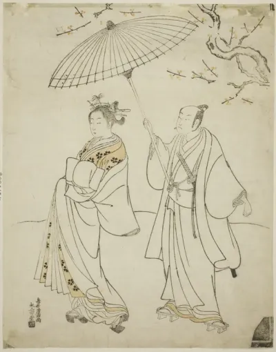 The Actors Ichikawa Komazo I (L) and Nakamura Matsue I (R)
