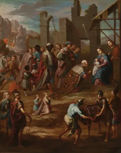 The Adoration of the Kings with Viceroy Pedro de Castro y Figueroa, Duke of La Conquista (La adoración de los reyes con el virrey Pedro de Castro y Figueroa, duque de La Conquista)