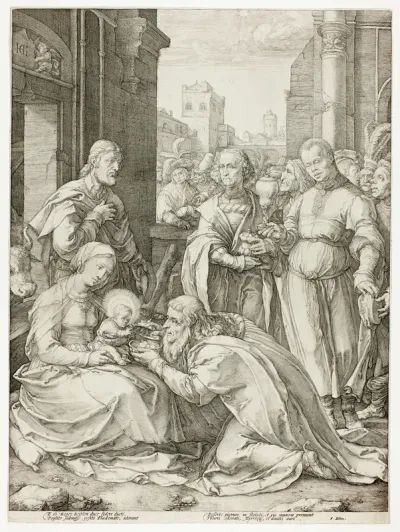 The Adoration of the Magi, plate five from The Birth and Early Life of Christ