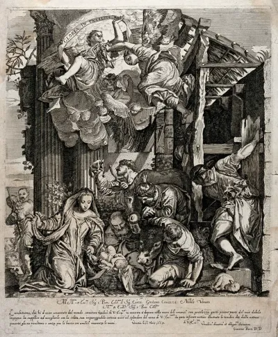 The adoration of the shepherds at the birth of Christ