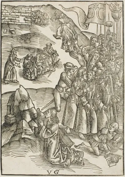 The Agony in the Gardens and Christ's Arrest, plate ten from Passio domini nostri Jesu Christi