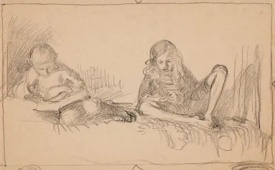 The Ahola Boys Nisse and Antti Reading on the Bed