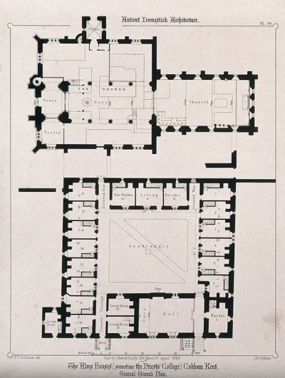 The Alms houses (formerly Priests' College), Cobham, Kent: floor plans