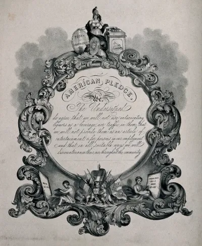 The "American Pledge" for total abstinence surrounded by an ornate border