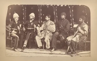 The Amir Yakub Khan, General Daod Shah, Habeebula Moustafi, Major Cavagnari, Mr. Jenkyns