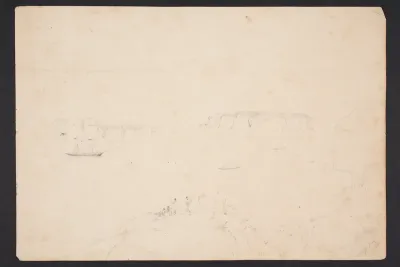 The anchorage at Massacre Bay. Aorere mountains in the distance.