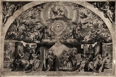 The annunciation with figures from the Old Testament