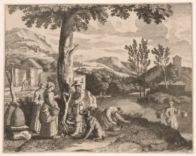 The Apiary, Garden Cultivation and Tree Grafting, Plate 2 from Pastorales