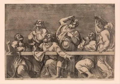The Apostles Looking at Christ and the Virgin in a Glory of Angels (bottom right plate)