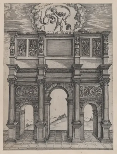 The Arch of Constantine, Rome, from "Speculum Romanae Magnificentiae"